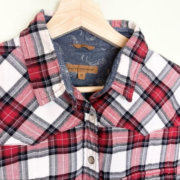 JACHS Girlfriend Red and Black Plaid Button Down Shirt - Picture 4 of 7